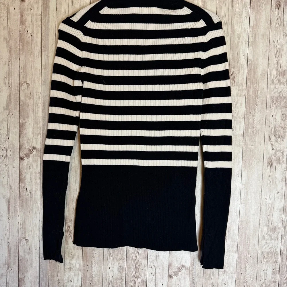 Everlane The Breton Ribbed Black & White Striped Sweater Small - Picture 6 of 8